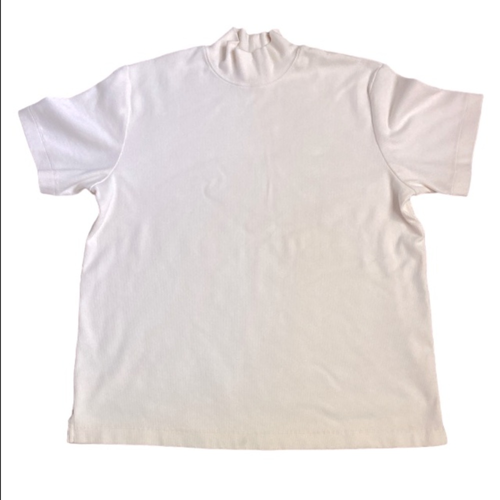 Studio Works Cream Ribbed Mockneck Top Sz L